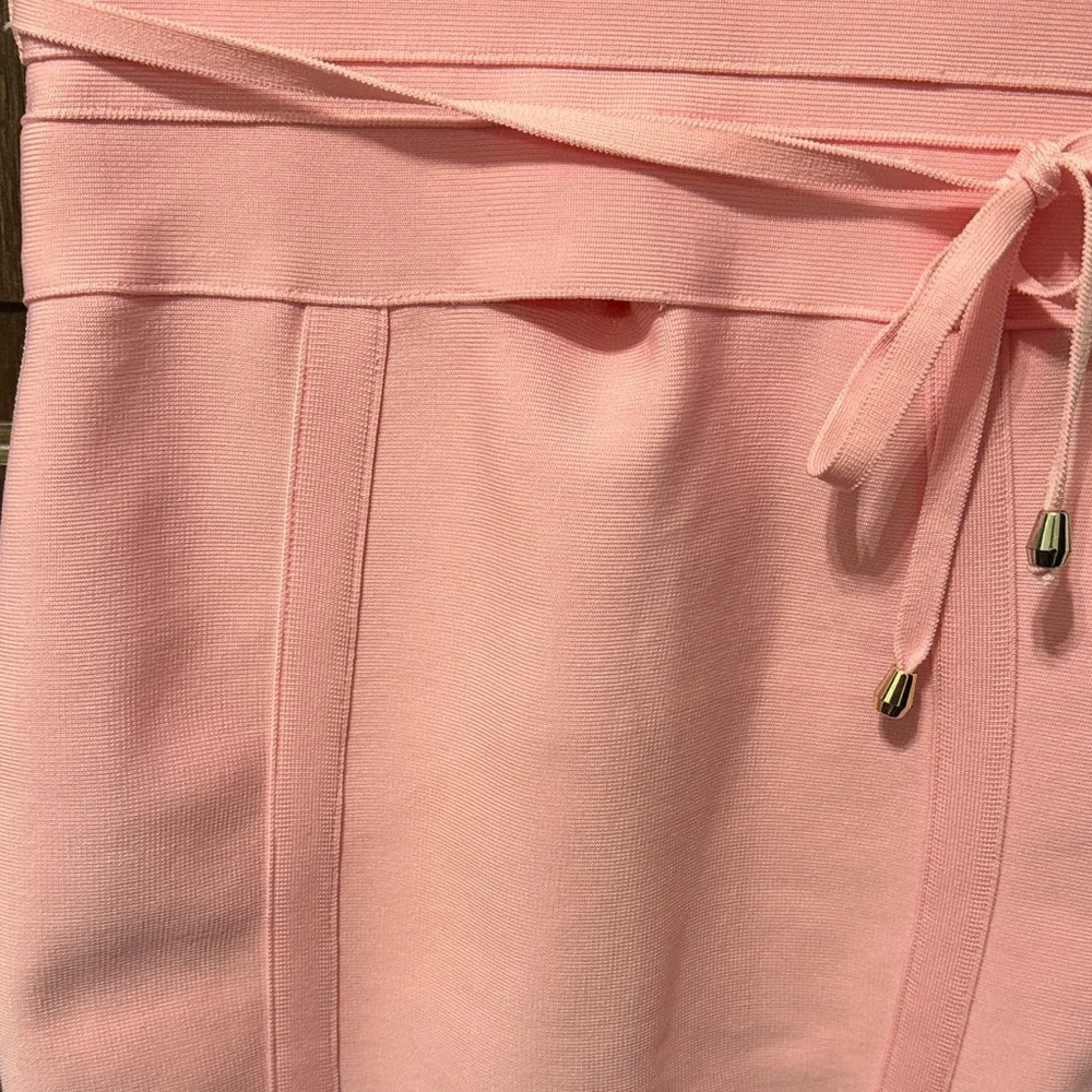 Elegant Pink Bodycon Fitted Pink Midi Dress - Picture 5 of 6